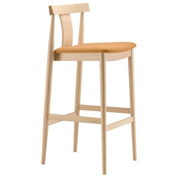 Taburete con asiento tapizado estructura en madera de haya