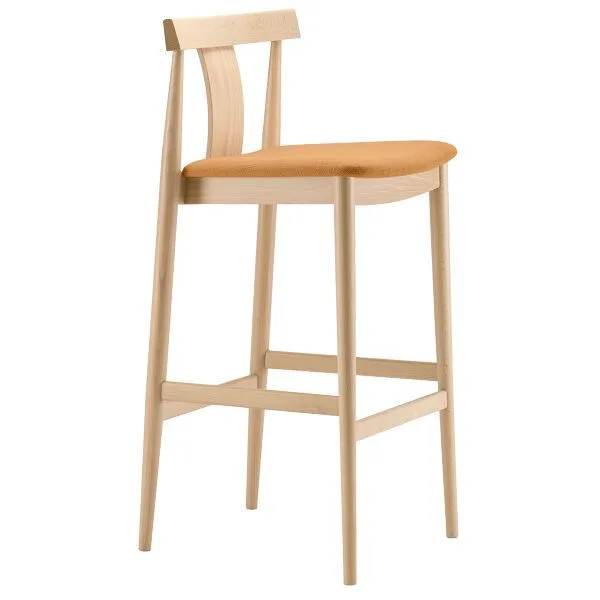Taburete con asiento tapizado estructura en madera de haya