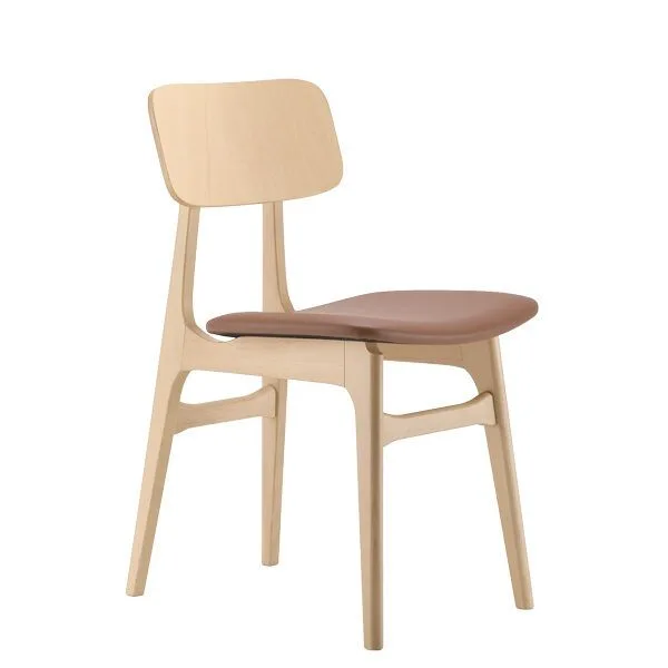 Silla con asiento tapizado estilizada estructura en madera de haya