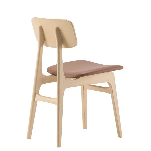 Silla con asiento tapizado estilizada estructura en madera de haya
