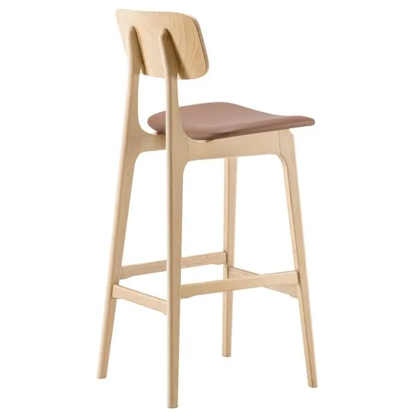 Taburete estilizado con asiento tapizado
