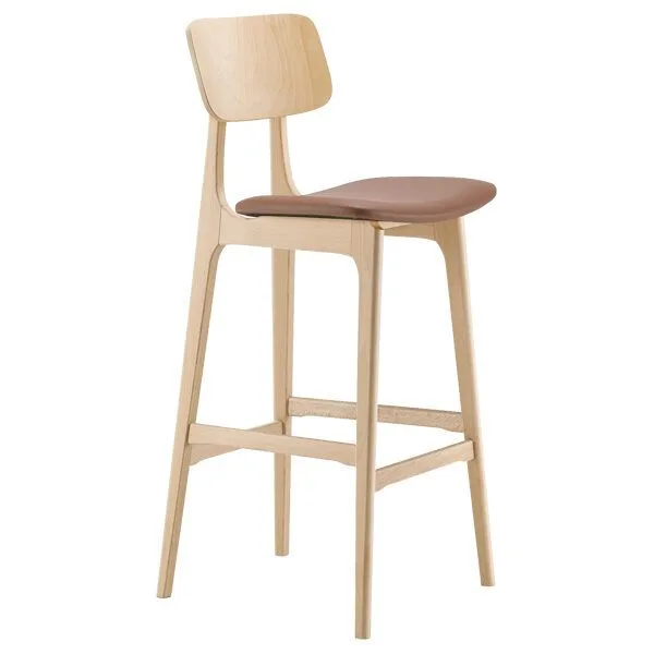 Taburete estilizado con asiento tapizado