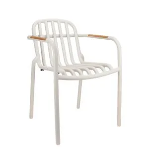 Sillón de exterior para hostelería en aluminio y teca