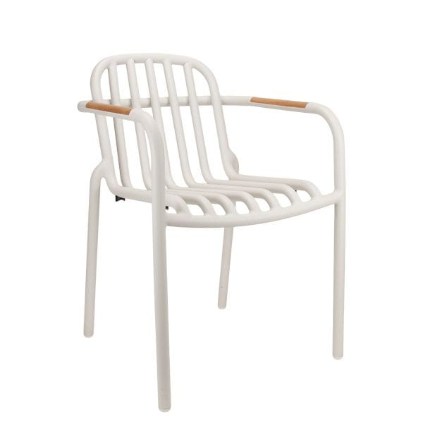 Sillón de exterior para hostelería en aluminio y teca