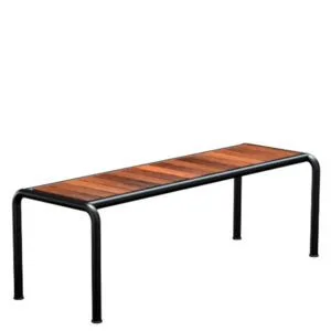 Banco de aluminio con asiento en madera para exterior