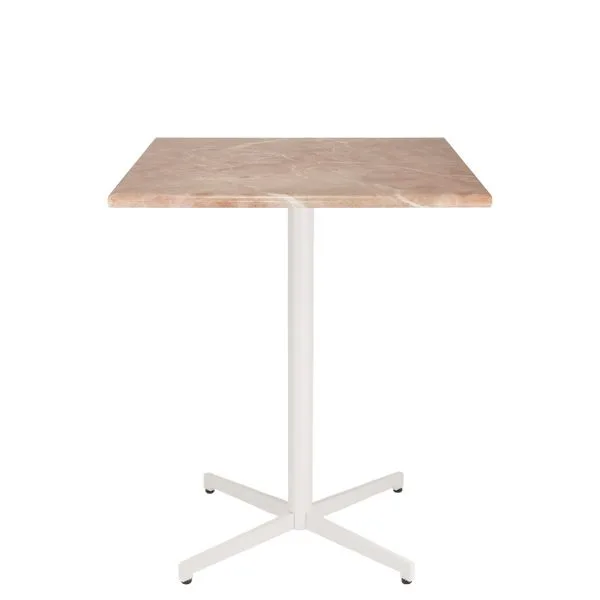 Pié de mesa minimalista de acero para terrazas de hostelería