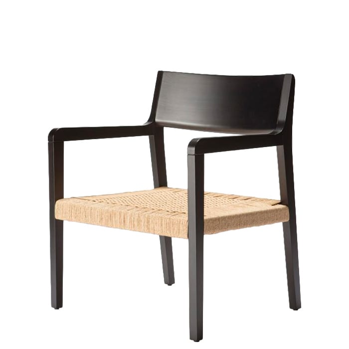 Butaca amarcord de madera con asiento en cuerda magari design resverso