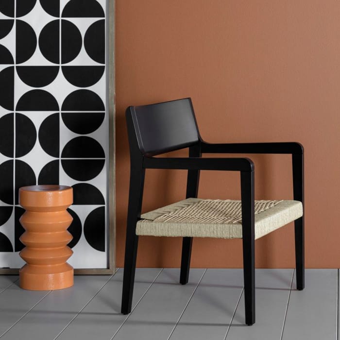 Butaca amarcord de madera con asiento en cuerda magari design resverso
