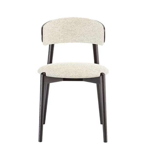 Silla de madera tapizada con respaldo envolvente para hostelería