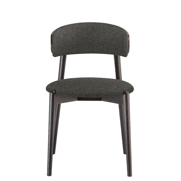 Silla de madera tapizada con respaldo envolvente para hostelería