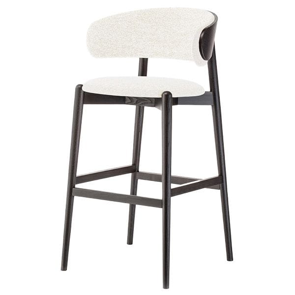 Taburete tapizado de madera con respaldo para restaurantes