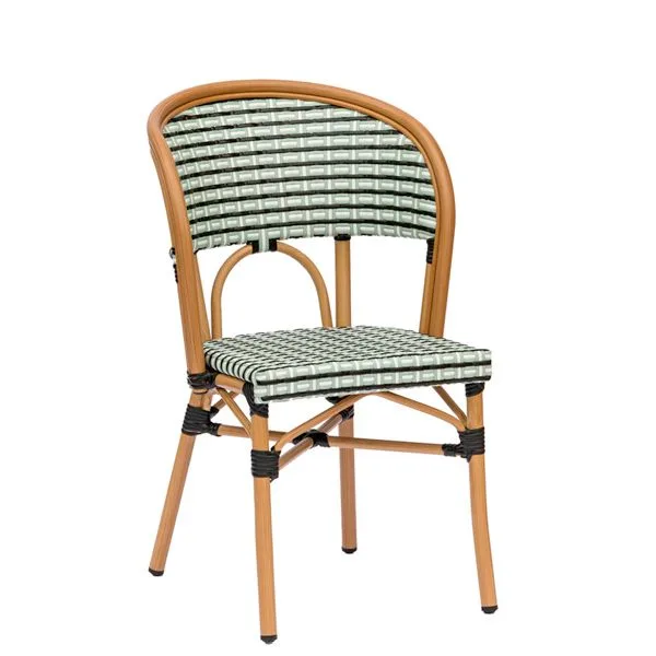 Silla apilable de aluminio estilo parisino para terrazas