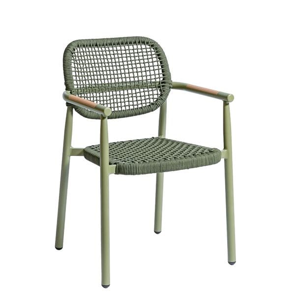 Sillón de aluminio con asiento y respaldo en cuerda para terrazas