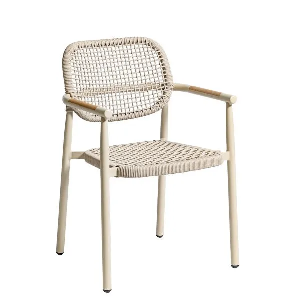 Sillón de aluminio con asiento y respaldo en cuerda para terrazas