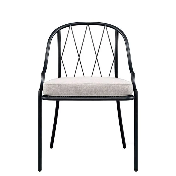 Silla de exterior para hostelería en acero con diseño decorativo
