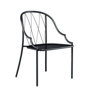 Silla de exterior para hostelería en acero con diseño decorativo