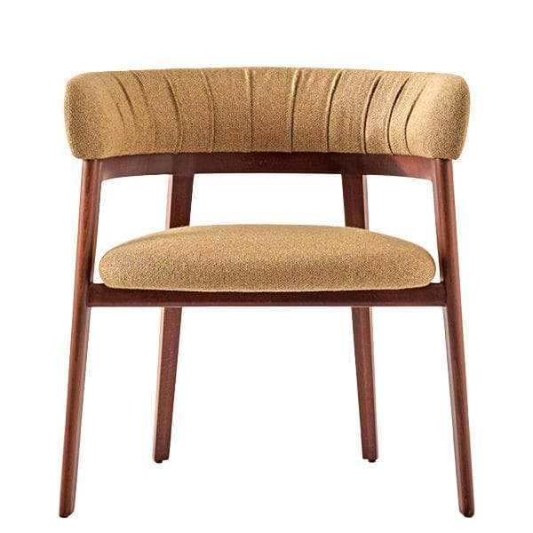 Sillón de madera con asiento tapizado en varios acabados