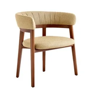 Sillón de madera con asiento tapizado en varios acabados