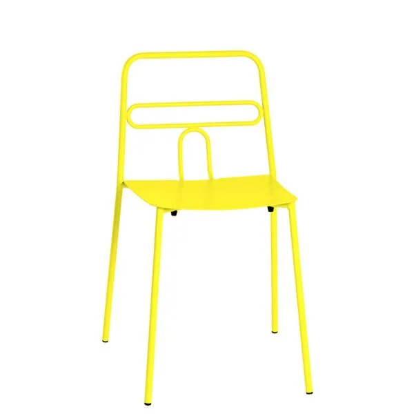 Silla apilable metálica estilo minimalista para terrazas de cafeterías