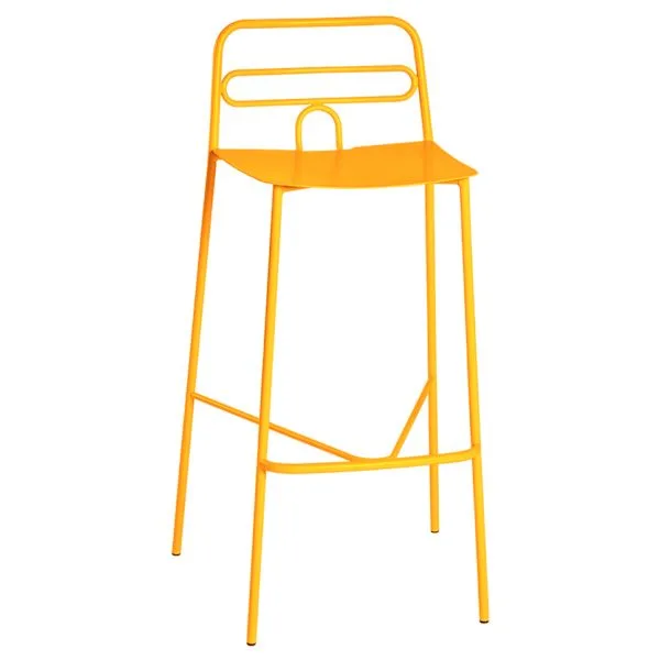 Taburete metálico estilo minimalista para terrazas de cafeterías