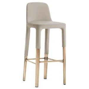 Taburete tapizado con patas de aluminio y diseño elegante