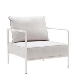 Sillón tapizado metálico con estructura tubular ligera
