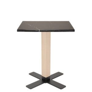 Pie de mesa con columna de madera para restaurantes