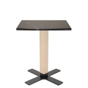 Pie de mesa con columna de madera para restaurantes