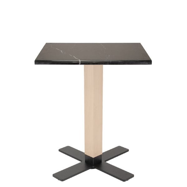 Pie de mesa con columna de madera para restaurantes