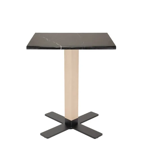 Pie de mesa con columna de madera para restaurantes