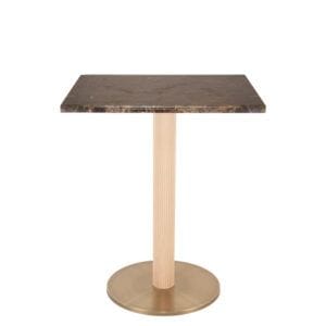 Pie de mesa de madera con base latonada para hostelería