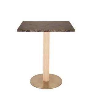 Pie de mesa de madera con base latonada para hostelería