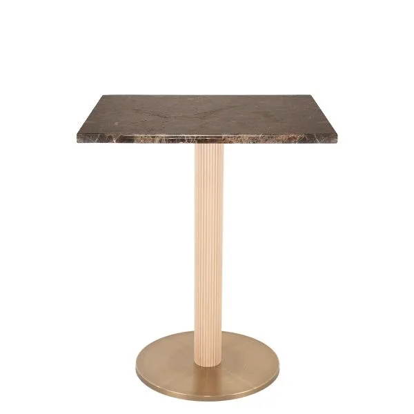 Pie de mesa de madera con base latonada para hostelería
