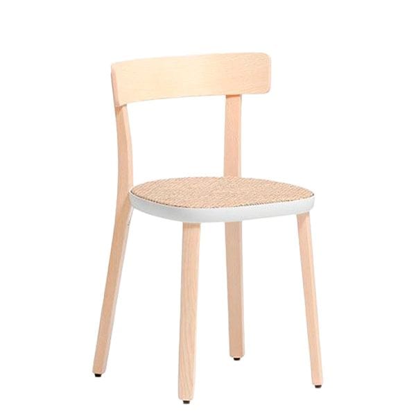Silla Folk de Pedrali en fresno con asiento en malla de cane
