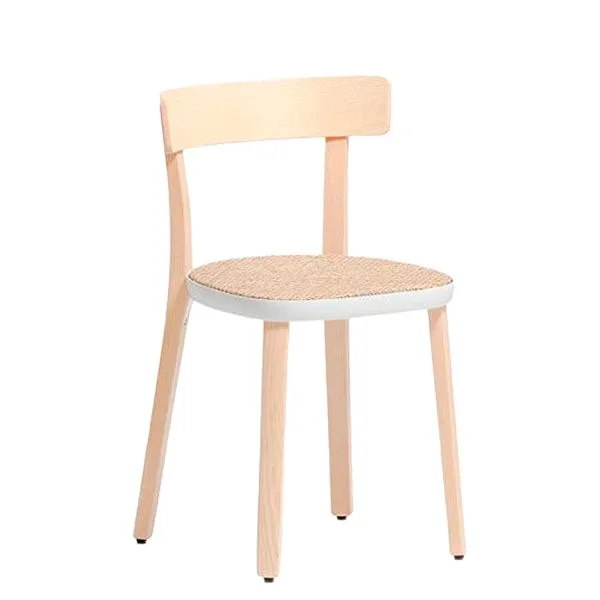 Silla Folk de Pedrali en fresno con asiento en malla de cane