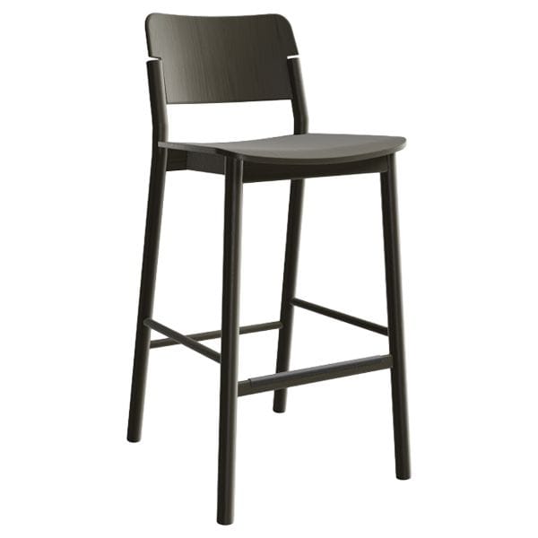 Taburete con respaldo de madera de diseño refinado