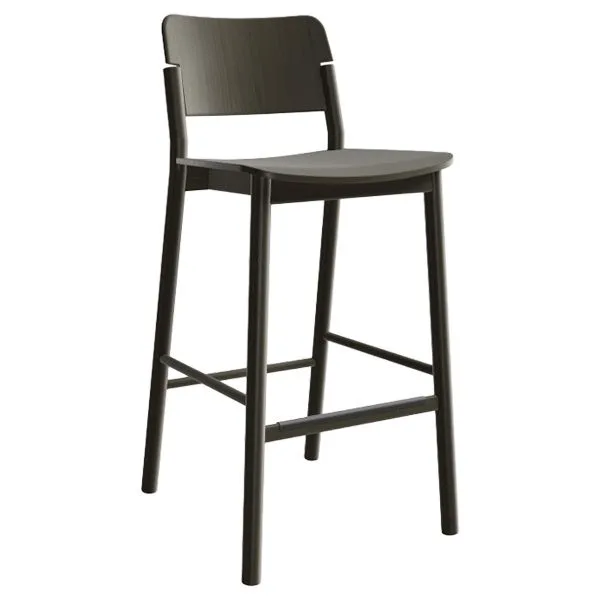 Taburete con respaldo de madera de diseño refinado