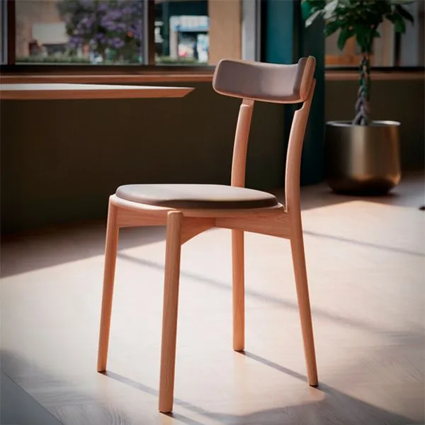 Silla tapizada estructura en madera de haya