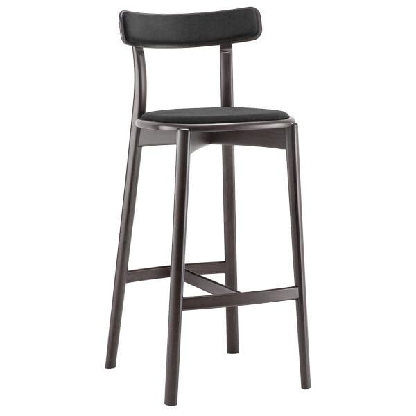 Taburete con asiento y respaldo tapizado