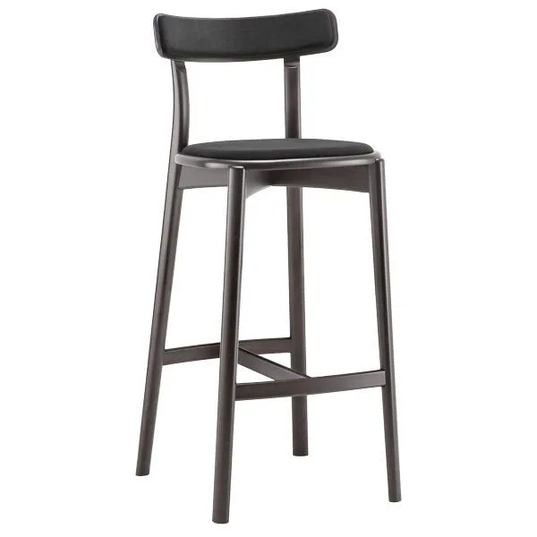 Taburete con asiento y respaldo tapizado