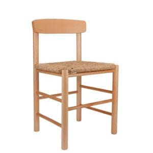 Silla de madera con asiento en cuerda trenzada para hostelería
