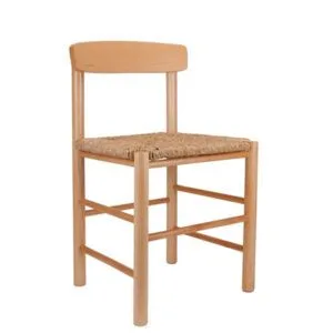 Silla de madera con asiento en cuerda trenzada para hostelería