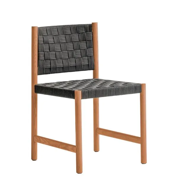 Silla de interior en madera con asiento tapizado