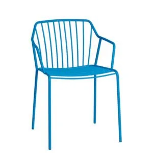Sillón apilable en tubo de metal apta para terrazas de cafeterías