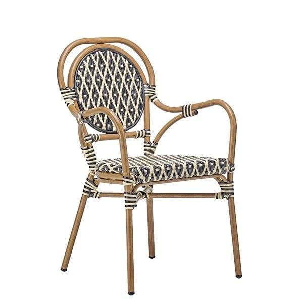 Sillón con estructura de aluminio y asiento en rattan para terrazas