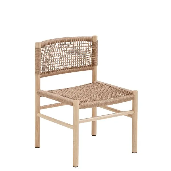 Butaca de madera con asiento y respaldo en cuerda para restaurantes
