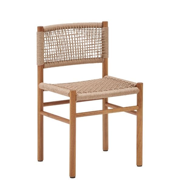 Silla de madera con asiento y respaldo en cuerda para restaurantes