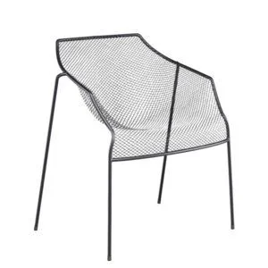Sillón de exterior para hostelería con diseño ligero en acero