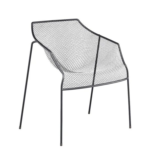 Sillón de exterior para hostelería con diseño ligero en acero