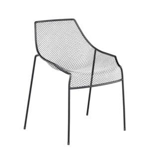 Silla de exterior para hostelería con diseño ligero en acero